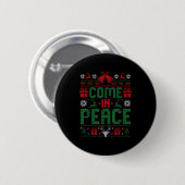 I Come In Peace Couple Matching Ugly Christmas Swe Button (Vorne & Hinten)