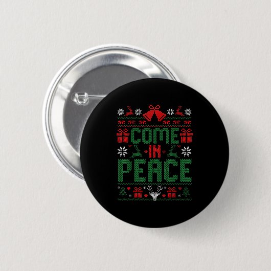 I Come In Peace Couple Matching Ugly Christmas Swe Button (Vorne & Hinten)