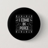 I Come In Peace Couple Matching Ugly Christmas Swe Button (Vorderseite)