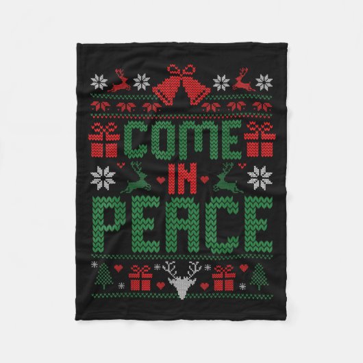 I Come In Peace Couple Matching Ugly Christmas Swe Fleecedecke (Vorderseite)