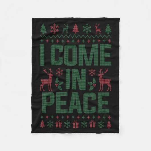 I Come In Peace Couple Matching Ugly Christmas Swe Fleecedecke (Vorderseite)