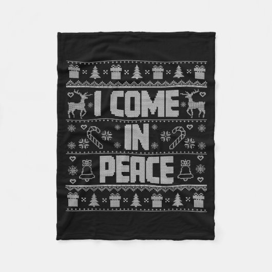 I Come In Peace Couple Matching Ugly Christmas Swe Fleecedecke (Vorderseite)