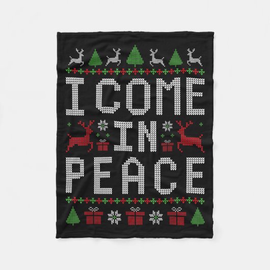 I Come In Peace Couple Matching Ugly Christmas Swe Fleecedecke (Vorderseite)