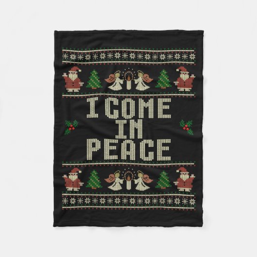 I Come In Peace Couple Matching Ugly Christmas Swe Fleecedecke (Vorderseite)