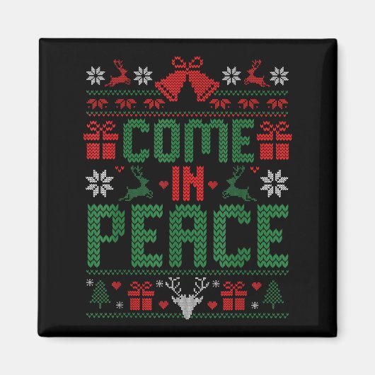 I Come In Peace Couple Matching Ugly Christmas Swe Magnet (Vorne)