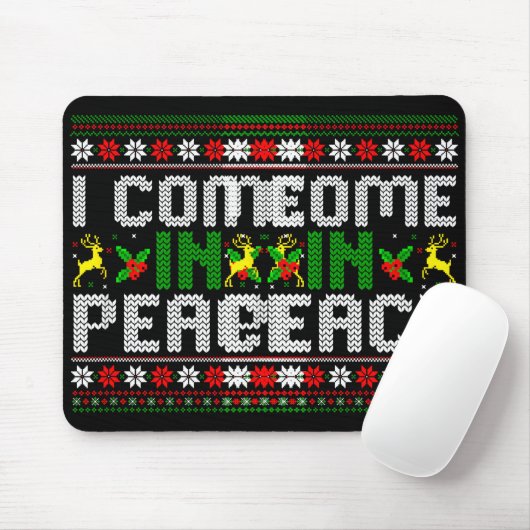 I Come In Peace Couple Matching Ugly Christmas Swe Mousepad (Mit Mouse)