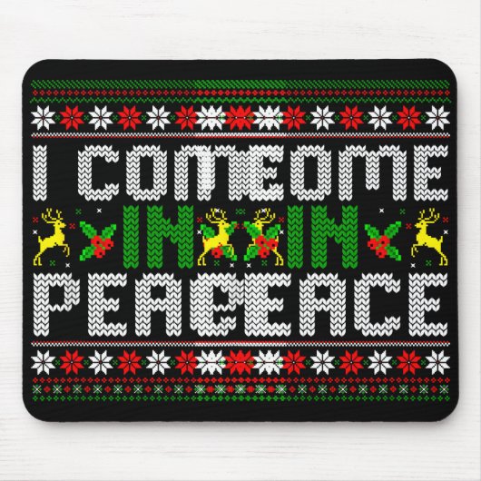 I Come In Peace Couple Matching Ugly Christmas Swe Mousepad (Vorne)