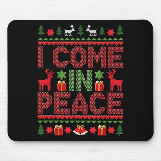I Come In Peace Couple Matching Ugly Christmas Swe Mousepad (Vorne)