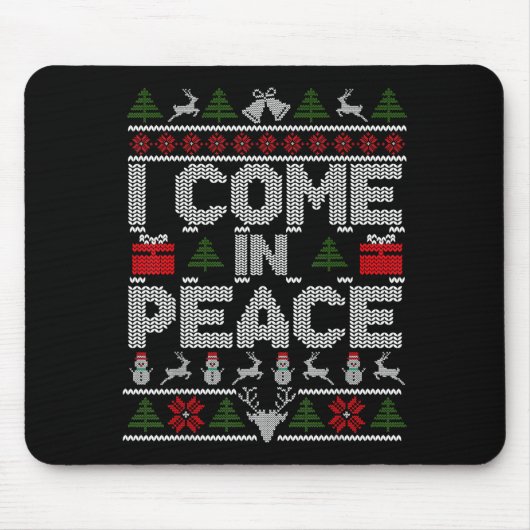 I Come In Peace Couple Matching Ugly Christmas Swe Mousepad (Vorne)