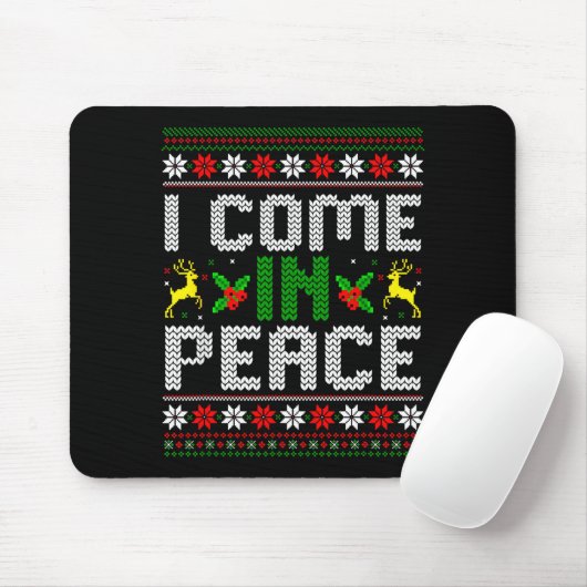 I Come In Peace Couple Matching Ugly Christmas Swe Mousepad (Mit Mouse)