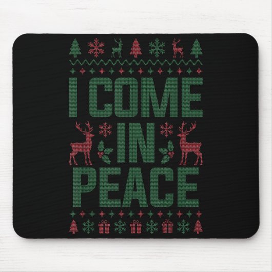 I Come In Peace Couple Matching Ugly Christmas Swe Mousepad (Vorne)