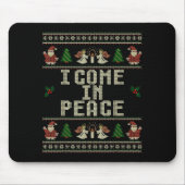 I Come In Peace Couple Matching Ugly Christmas Swe Mousepad (Vorne)