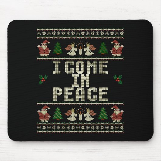 I Come In Peace Couple Matching Ugly Christmas Swe Mousepad (Vorne)