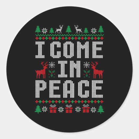I Come In Peace Couple Matching Ugly Christmas Swe Runder Aufkleber (Vorderseite)