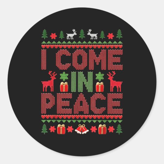 I Come In Peace Couple Matching Ugly Christmas Swe Runder Aufkleber (Vorderseite)