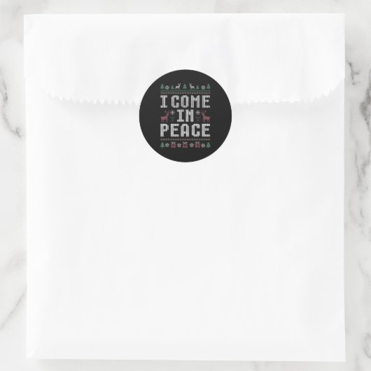 I Come In Peace Couple Matching Ugly Christmas Swe Runder Aufkleber (Tasche)