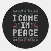 I Come In Peace Couple Matching Ugly Christmas Swe Runder Aufkleber (Vorderseite)