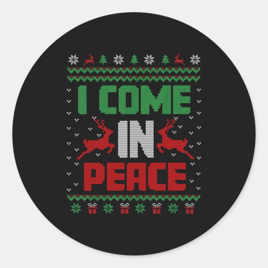 I Come In Peace Couple Matching Ugly Christmas Swe Runder Aufkleber (Vorderseite)