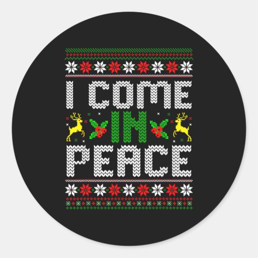I Come In Peace Couple Matching Ugly Christmas Swe Runder Aufkleber (Vorderseite)