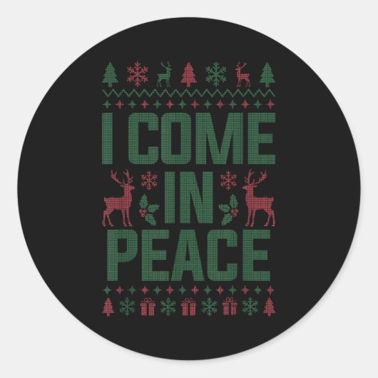 I Come In Peace Couple Matching Ugly Christmas Swe Runder Aufkleber (Vorderseite)