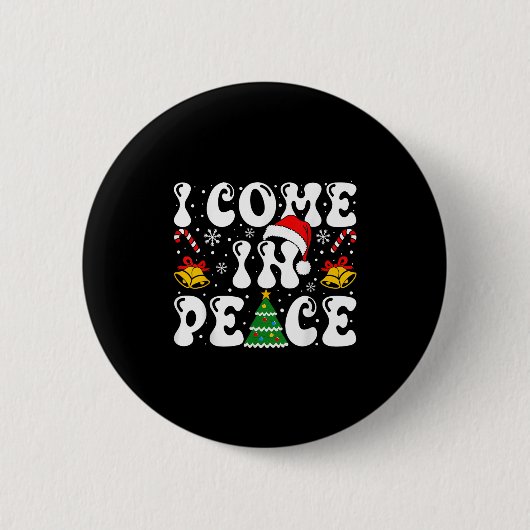 I Come In Peace Funny Couple Ugly Christmas Shirt Button (Vorderseite)