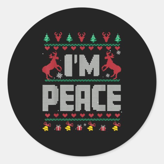 I Come In Peace - I'm Peace Xmas Matching Couples Runder Aufkleber (Vorderseite)