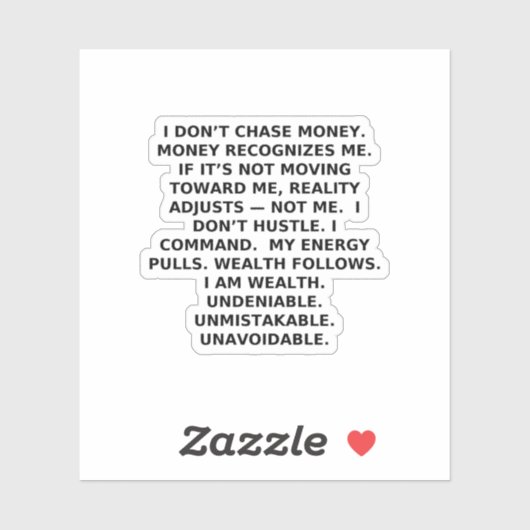 I COMMAND WEALTH. NOT OPINIONS. AUFKLEBER (Blatt)