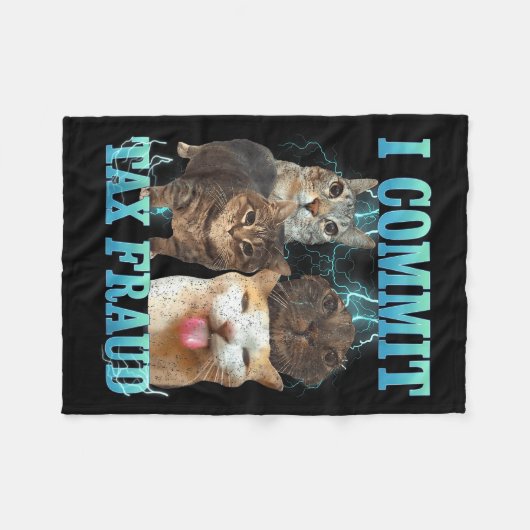 I Commit Tax Fraud Funny Cat Meme Bootleg Graphic  Fleecedecke (Vorderseite (Horizontal))