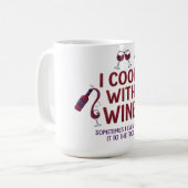 I Cook With Wine Funny Kitchen Humor Coffee Mug Kaffeetasse (Vorderseite Links)