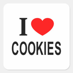 I ❤️ COOKIES I LIEBE COOKIES I HERART COOKIES QUADRATISCHER AUFKLEBER