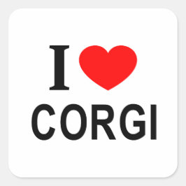 I ❤️ CORGI I LIEBE CORGI I HEART CORGI QUADRATISCHER AUFKLEBER