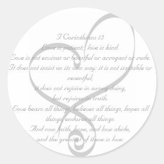 I Corinthians 13 Lieben/Hochzeitsticker Runder Aufkleber