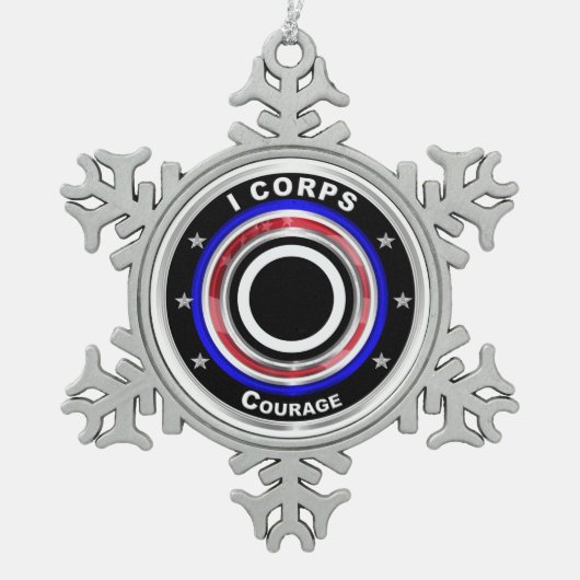 I Corps "America's Corps" Keepake Schneeflocken Zinn-Ornament (Vorderseite)
