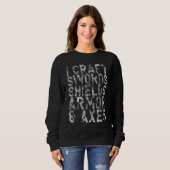 I Craft Schwerter Rüstung und Axt Videospiel Gamer Sweatshirt (Vorne ganz)