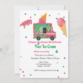 I Creme Vier Eis Girl Eis Geburtstag Einladung (Vorderseite)