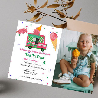 I Creme Vier Eis Girl Eis Geburtstag Einladung