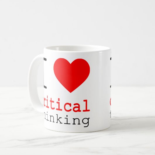 I ❤️ Critical Thinking v2 Kaffeetasse (Vorderseite Links)