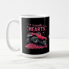 I Crush Hearts Funny Monster Truck Valentine Kaffeetasse