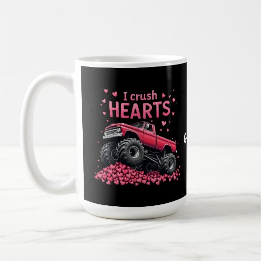 I Crush Hearts Funny Monster Truck Valentine Kaffeetasse (Links)