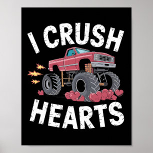 I Crush Hearts Monster Truck Funny Valentinstag Poster