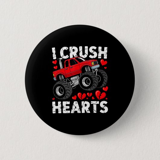 I Crush Hearts Valentine Monster Truck Boys Toddle Button (Vorderseite)