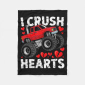 I Crush Hearts Valentine Monster Truck Boys Toddle Fleecedecke (Vorderseite)
