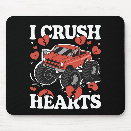 I Crush Hearts Valentine's Day Monster Truck Mousepad (Vorne)