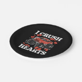 I Crush Hearts Valentine's Day Monster Truck Pappteller (Schrägansicht)