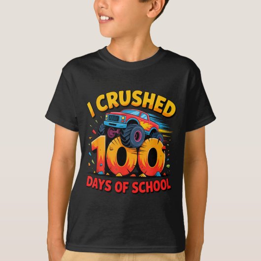 I Crushed 100 Days Of School Monster Truck Girls B T-Shirt (Vorderseite)