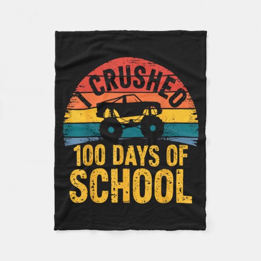 I Crushed 100 Days Of School Truck Lovers Kids Tea Fleecedecke (Vorderseite)