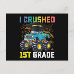I Crushed 1st Grade Monster Truck Abschluss Postkarte