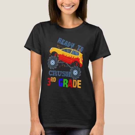 I Crushed 3rd Grade Monster Truck Boys Back To Sch T-Shirt (Vorderseite)