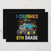 I Crushed 5th Grade Monster Truck Abschluss Einladung (Vorne/Hinten)
