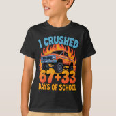 I Crushed 67+33 Days Of School Kids Monster Truck T-Shirt (Vorderseite)